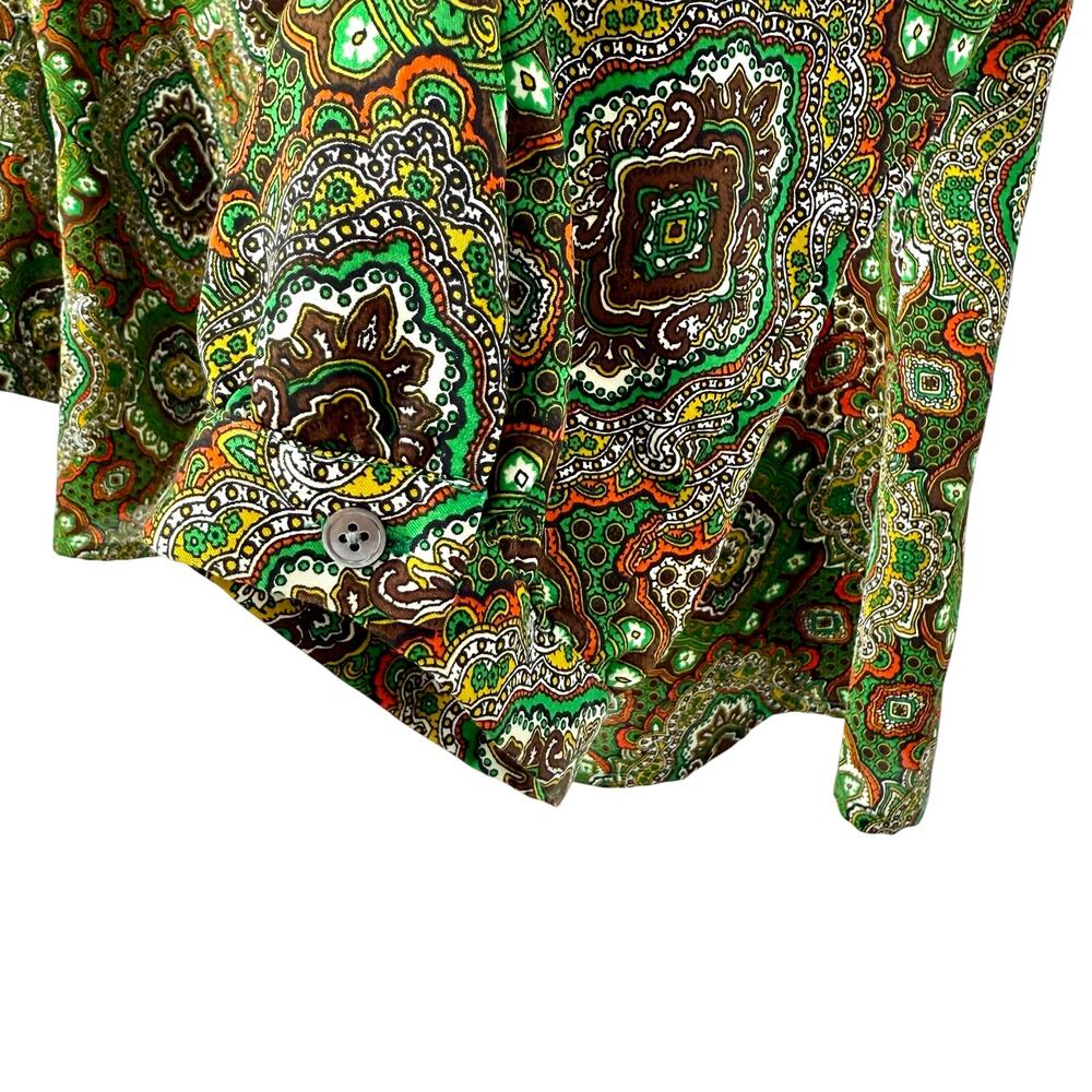 Talbots Sz 12P Petite Silky Green Orange Formal Business Blouse Shirt Top Artsy - Picture 5 of 8